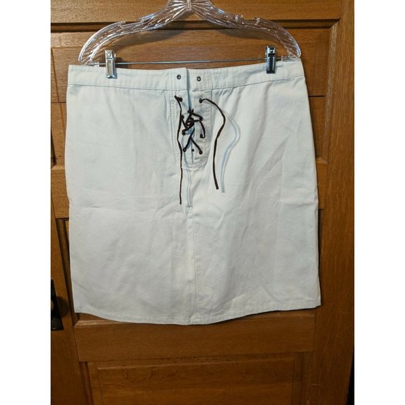 Route 66 Size 16 Khaki Skirt Low Rise Modest Lace Up Womens - Picture 1 of 7